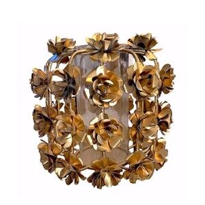 Rose Gold Candle Holder Flower Rose Pattern 8” Tall